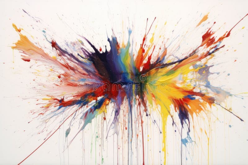 Rainbow paint splatters on white canvas vector illustration