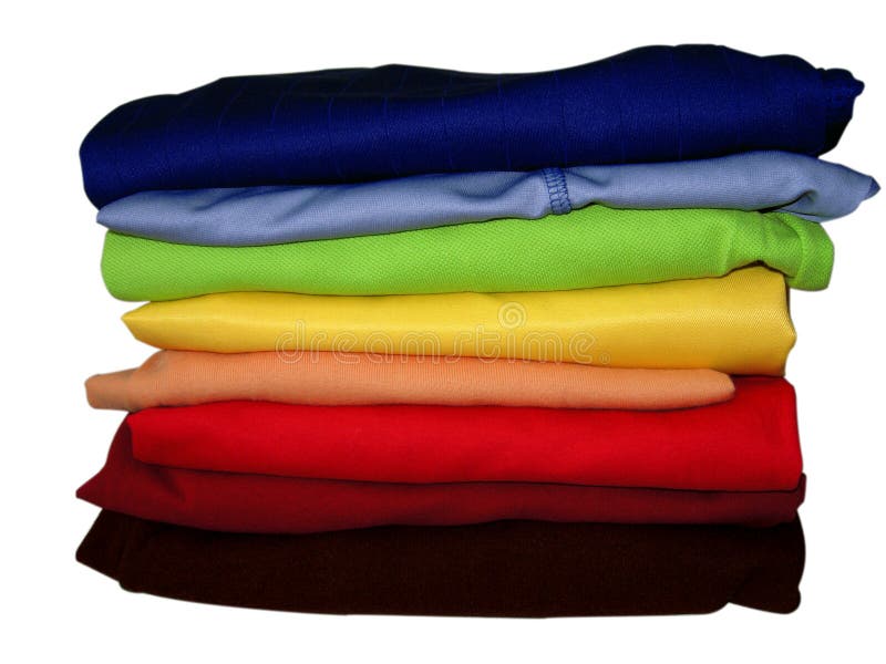 Rainbow Pile of Clothes on White with Path Stock Photo - Image of heap ...