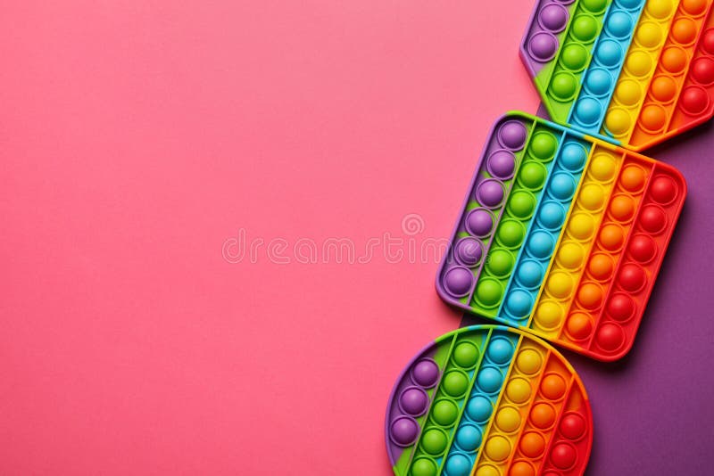 Rainbow Pop it Fidget Toys As Background, Closeup Stock Image Image