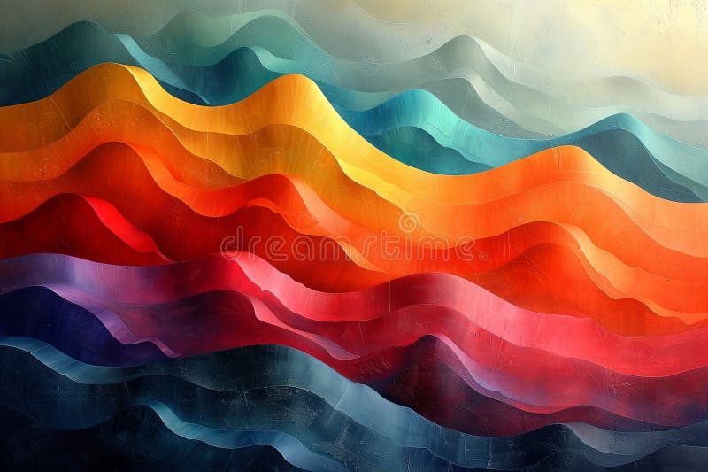 Rainbow Reflection On Geometric Waves royalty free illustration