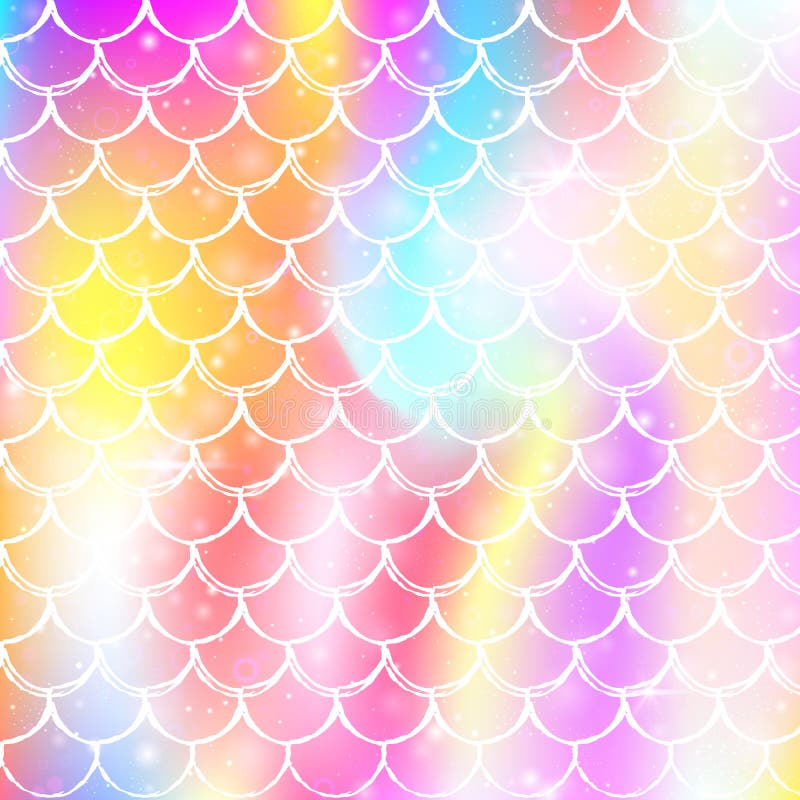 Generic The Sea Little Mermaid Backdrop Purple Pink Mermaid Scales Teal  Shell Ocean Party Background Girls Birthday Decorations Multicolor