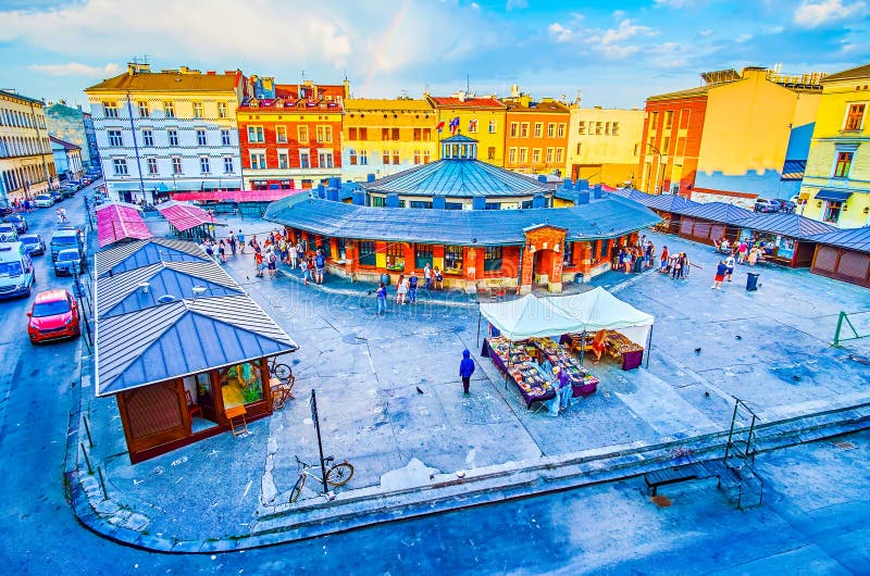 New Square (Plac Nowy) in Kazimierz Jewish Quarter in Old Krakow, Poland Editorial Stock Image - Image of people, nowy: 371705284