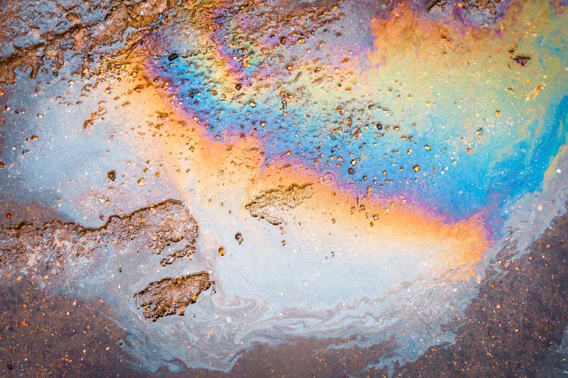 Oil Spilled from an Old Engine Stock Image Image of road, asphalt