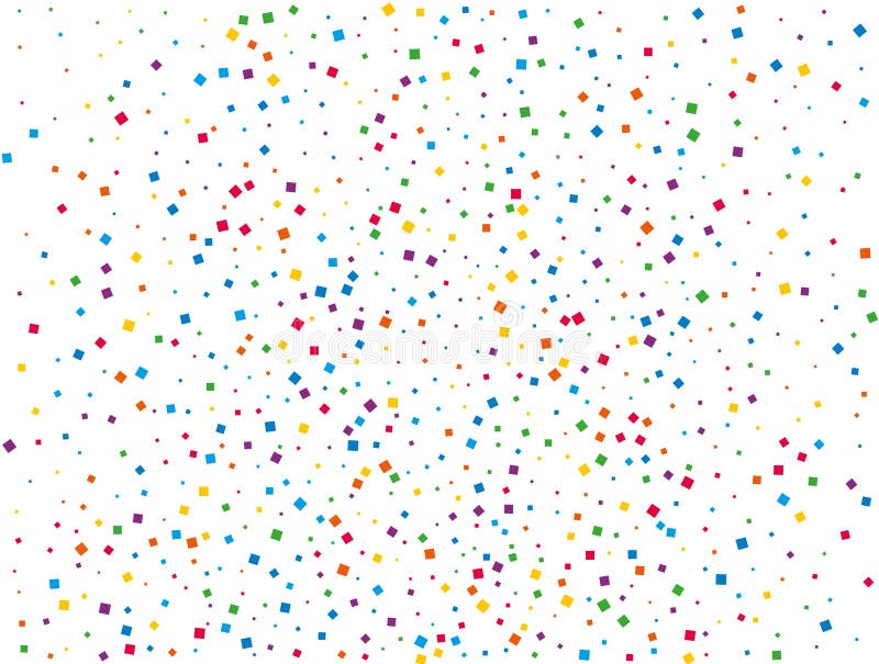Rainbow Squares Confetti. Rainbow Glitter Confetti Background. Bright