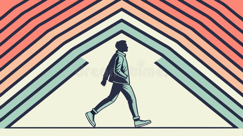 Rainbow stripes walking path, colorful journey and abstract scene vector design Generative AI vector illustration