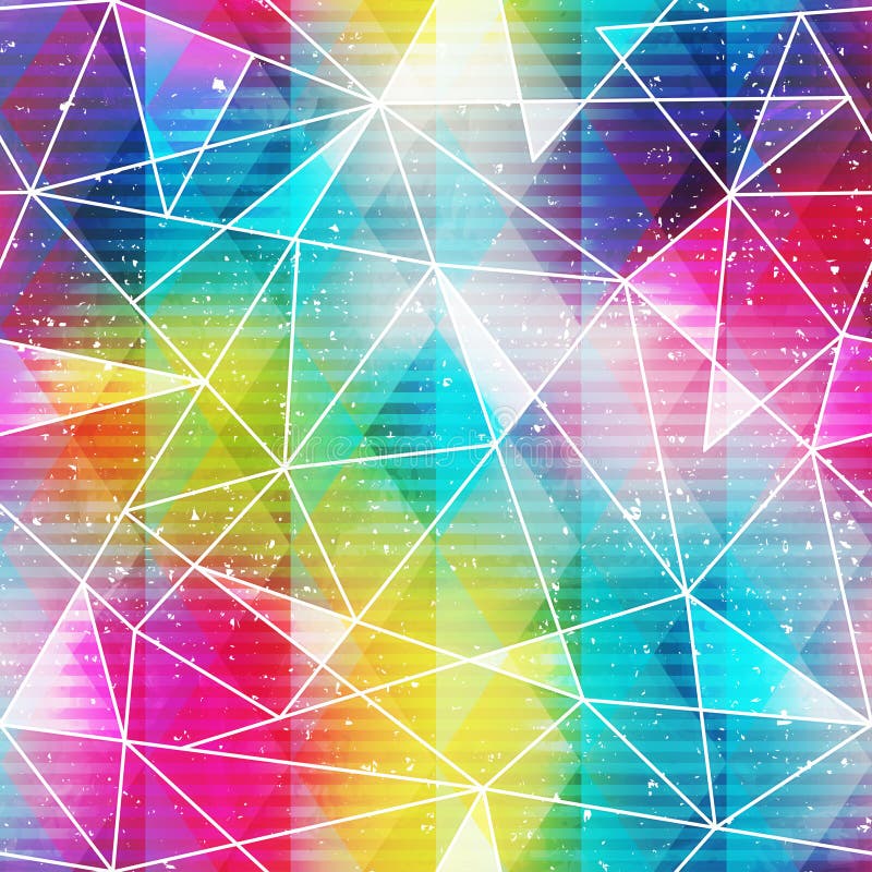 Rainbow triangle seamless pattern stock illustration