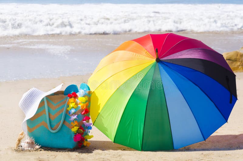 661 Tropical Beach Rainbow Umbrella Stock Photos - Free & Royalty-Free ...