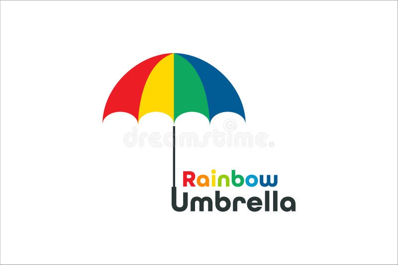 Rainbow umbrella logo design vector illustration