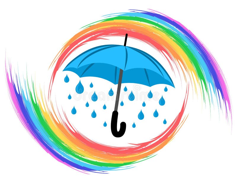 Rainbow with rain. stock vector. Illustration of autumn - 66550583