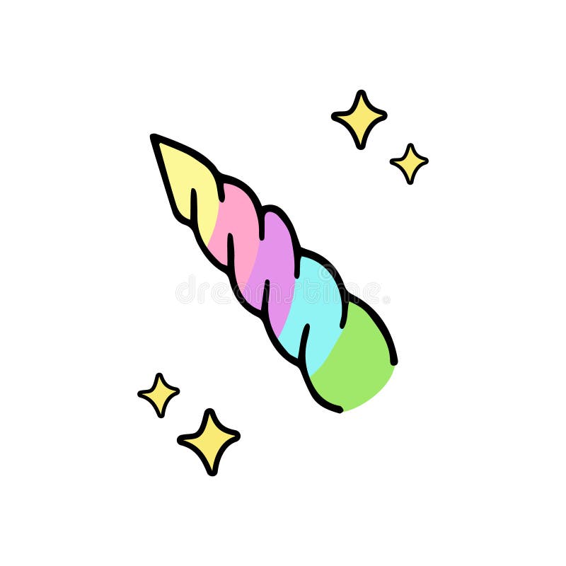 Rainbow Unicorn Horn With Sparkles Stock Vector Illustration Of