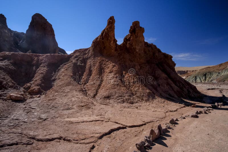 Rainbow Valley in the Atacama Desert in Chile. Stock Photo - Image of