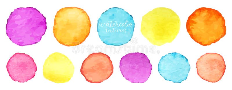 Rainbow watercolor circles set. Vector watercolour circle elements for design. Watercolor circles background. Vector