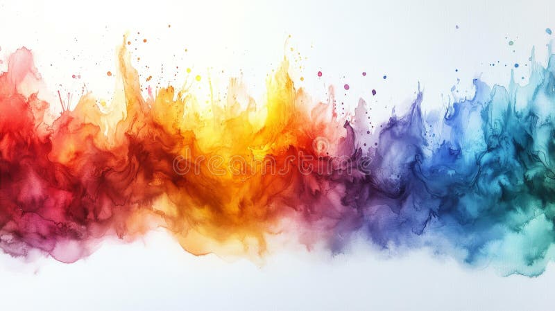 Rainbow Watercolor Splash with Soft Gradient Generative AI stock illustration