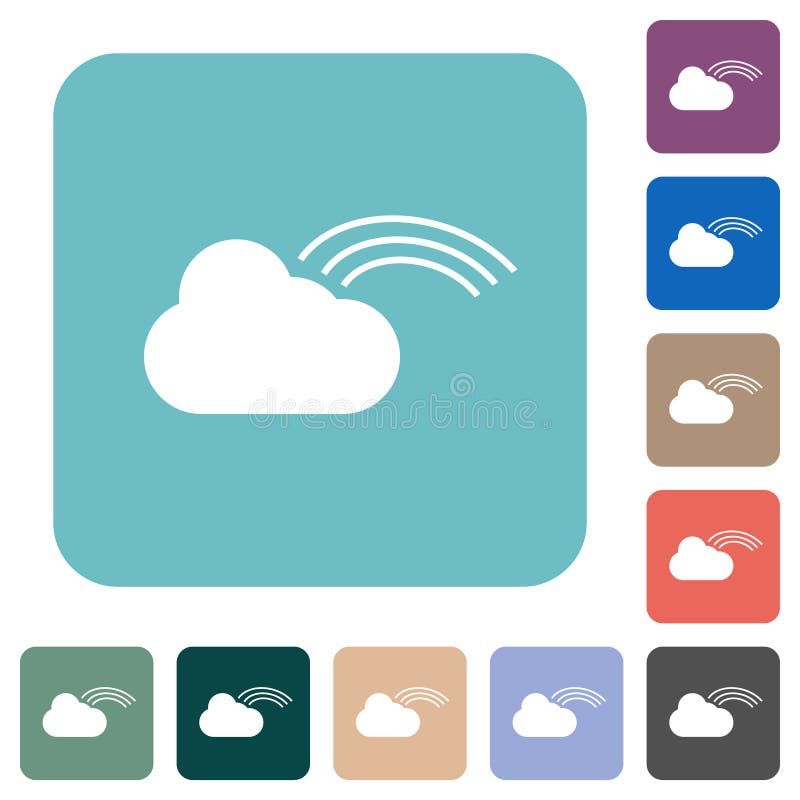 Rainbow Weather Rounded Square Flat Icons Stock Vector Illustration of cloudyday, isolated