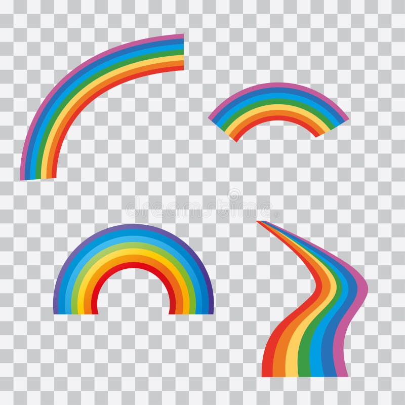 Rainbows in different shape realistic on transparent background isolated vector illustration vector illustration Rainbows in different shape realistic on transparent background isolated vector illustration vector illustration