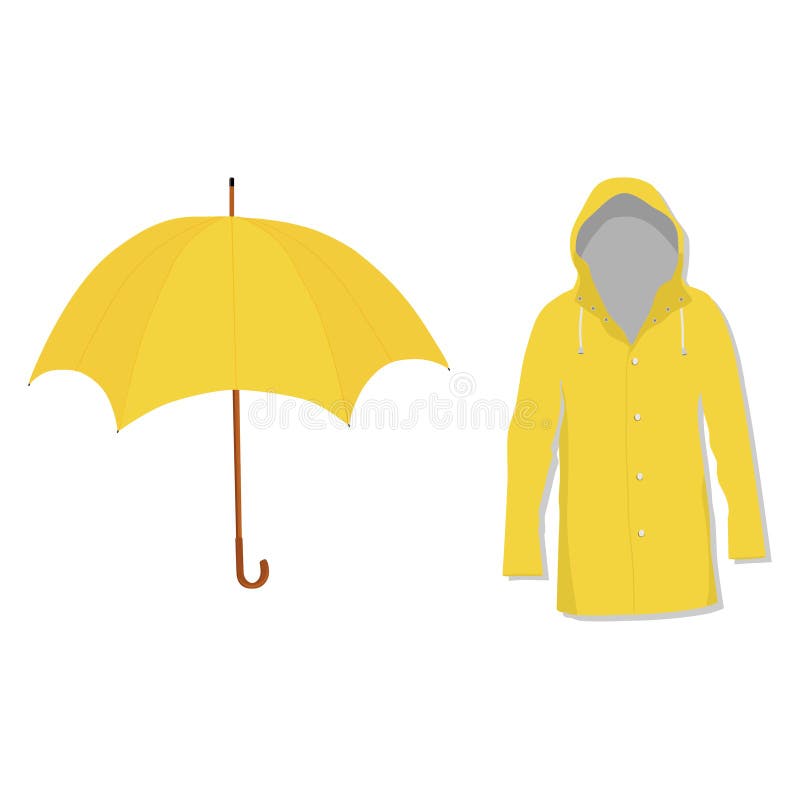 Raincoat and umbrella stock illustration. Illustration of rubber