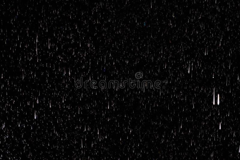 Raindrops on a Black Background. Rain in the Dark Stock Image Image
