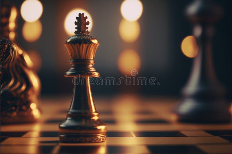 Golden chess king em pé para estar perto de outro xadrez o conceito de um  líder deve ter coragem