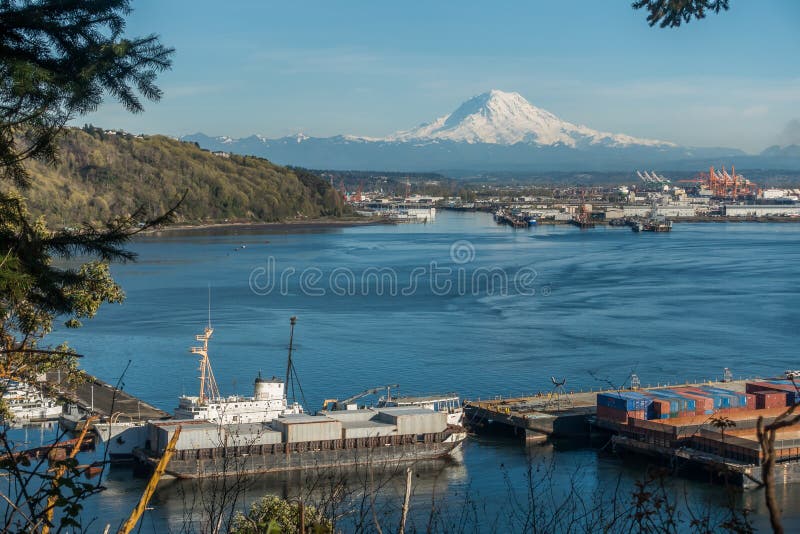 Rainier and Port Panoramic stock photo Rainier and Port Panoramic stock photo