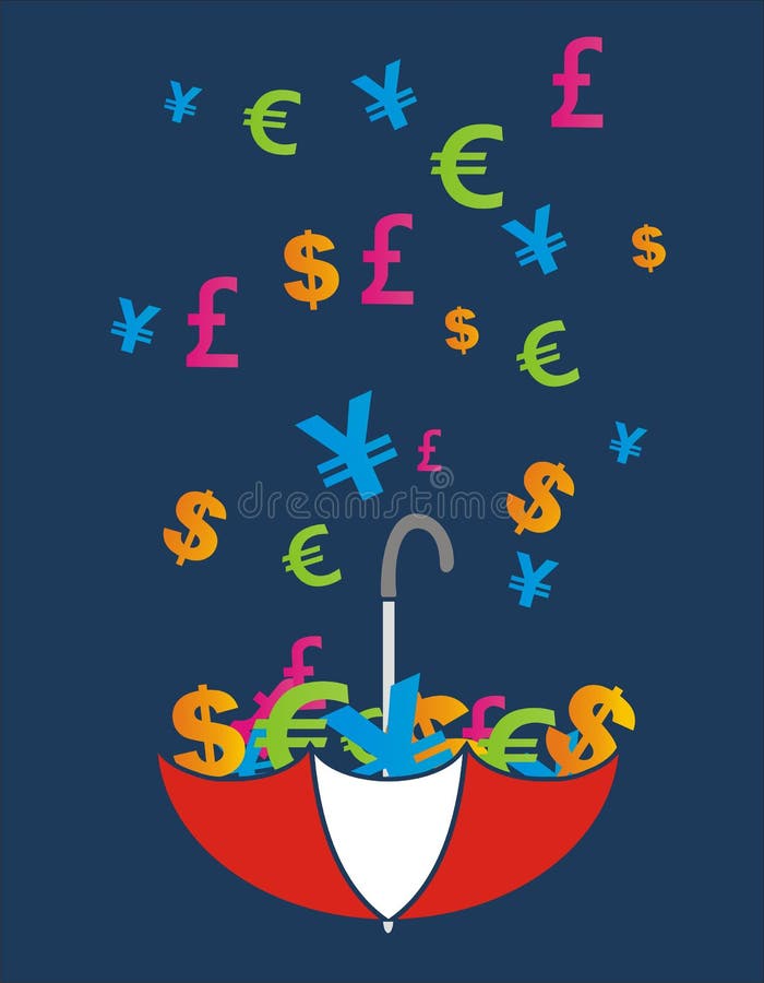 Raining money, suitable for illustrations. Fortune raining illustrations