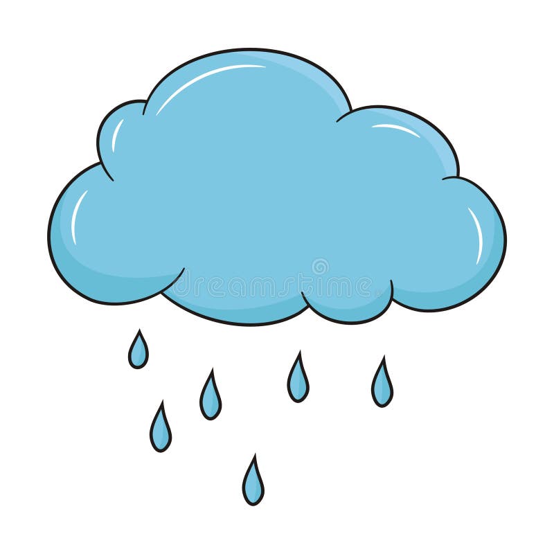 Rainy Cloud with Simple Hand Drawing Vector Illustration Stock Vector ...