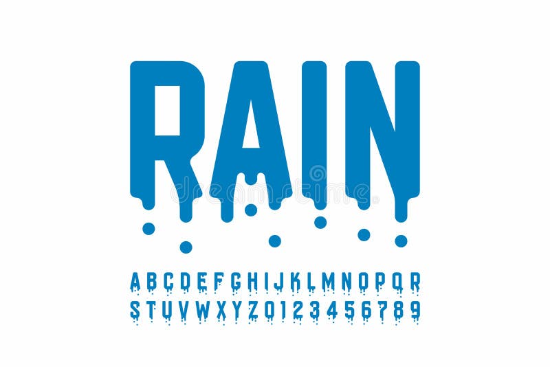 Rainy font design stock vector. Illustration of condensed 138224834