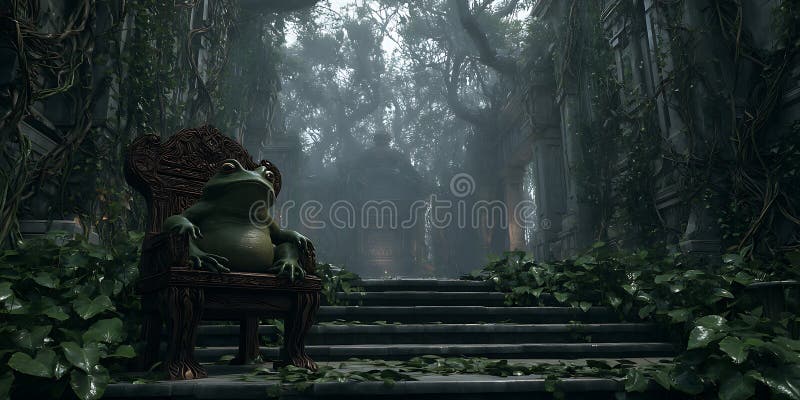 Rainy Forest Path Dark Mysterious Scene stock illustration