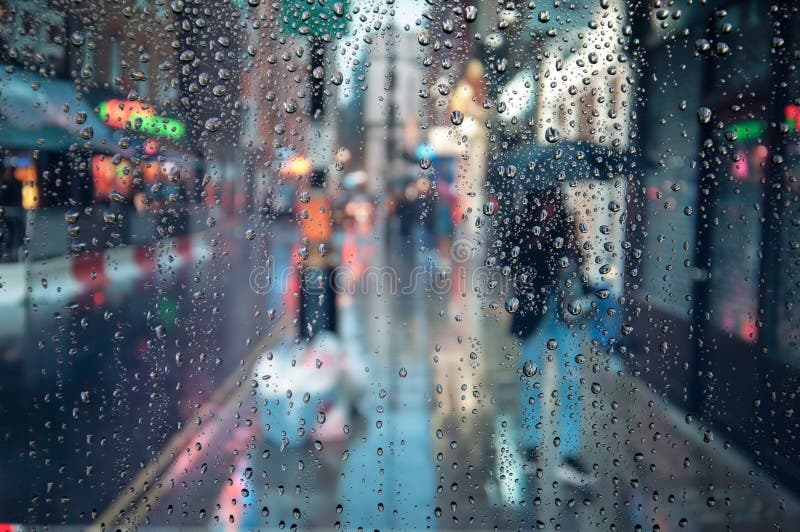 Rainy London Seen through the Bus Window.Focus on the Glass. Stock ...