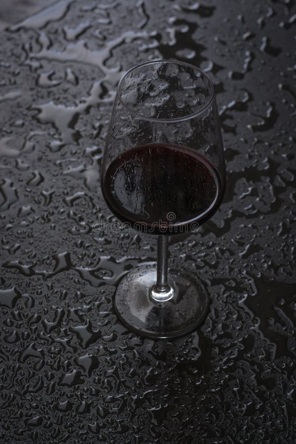 Rainy Mood with a Glass of Red Wine Stock Image Image of table, dark