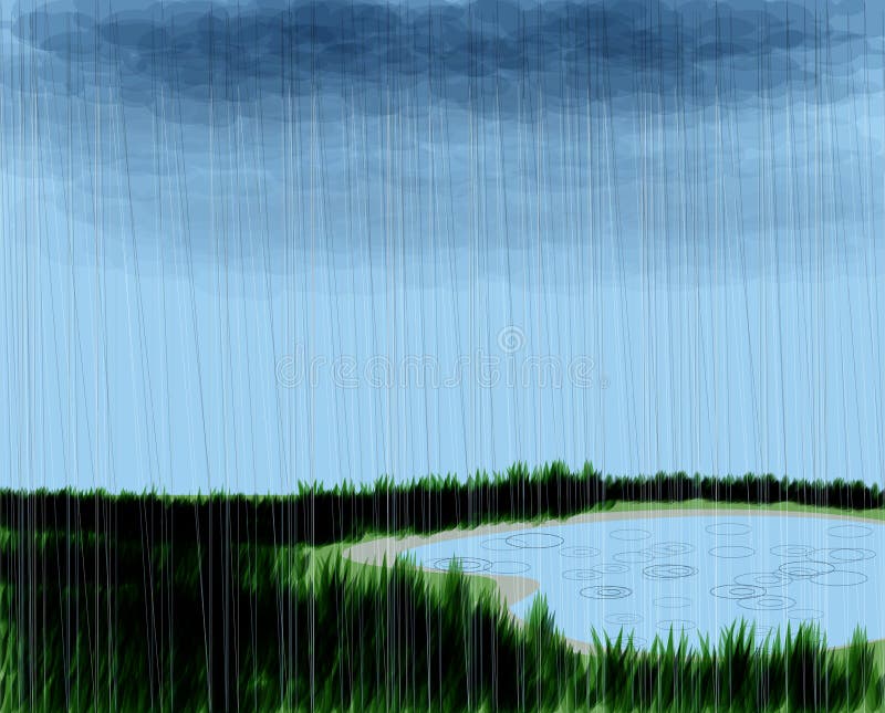 Rainy scene stock illustration
