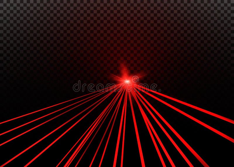 Raio laser vermelho abstrato Transparente isolado no fundo preto ilustração do vetor Raio laser vermelho abstrato Transparente isolado no fundo preto ilustração do vetor