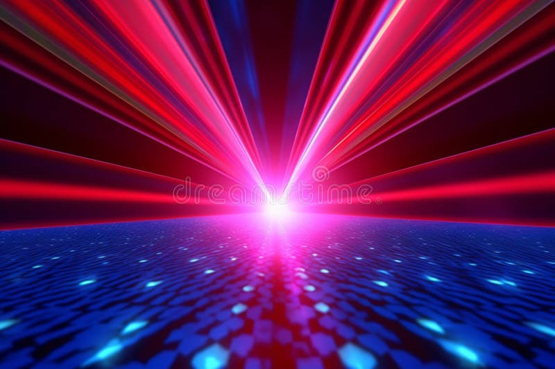 Raios azuis e vermelhos deslumbrantes criam uma vibrante atmosfera de discoteca. ai generativo
