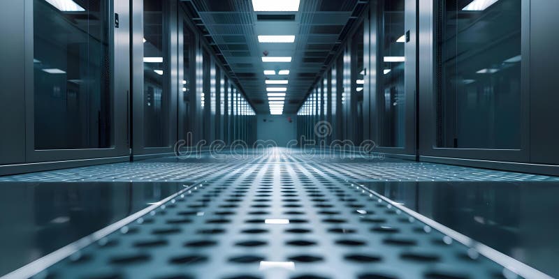 Raised Floor Data Center with Elevated Suction Tools. Concept Data Center Design, Raised Floor vector illustration