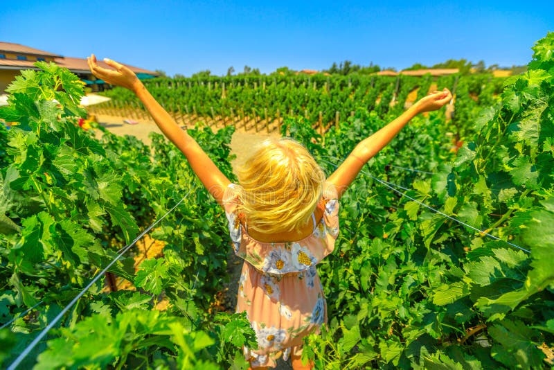 Raisin d'établissement vinicole de femme image libre de droits Raisin d'établissement vinicole de femme image libre de droits