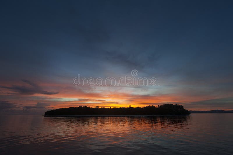 Raja Ampat Island at Sunset royalty free stock photos Raja Ampat Island at Sunset royalty free stock photos