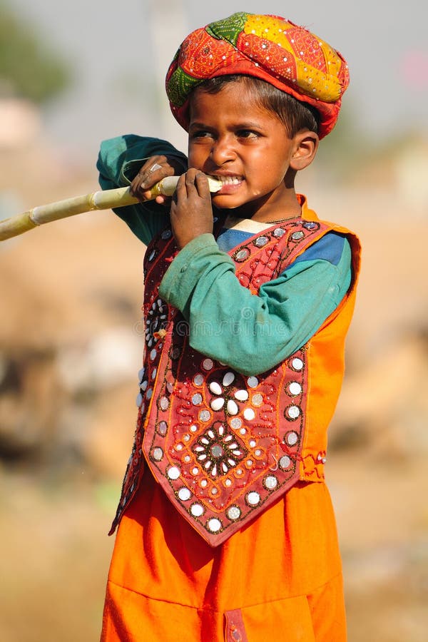 Rajasthani Boy Enjoying Sugarcane Editorial Stock Image Image of male, people 24774644