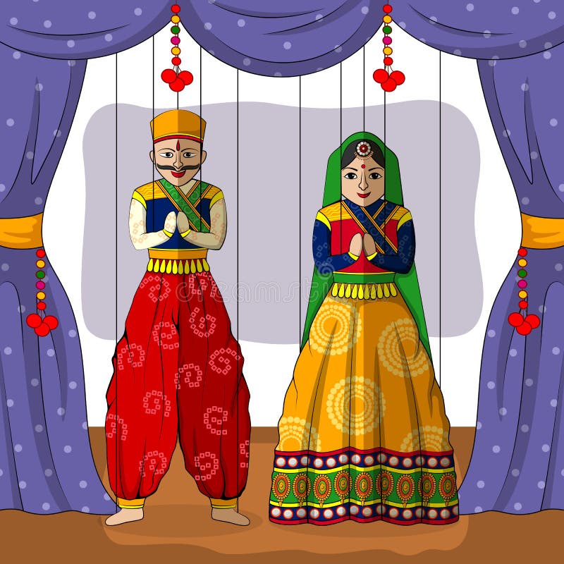 Rajasthani Puppet in Indian Art Style Stock Vector Illustration of