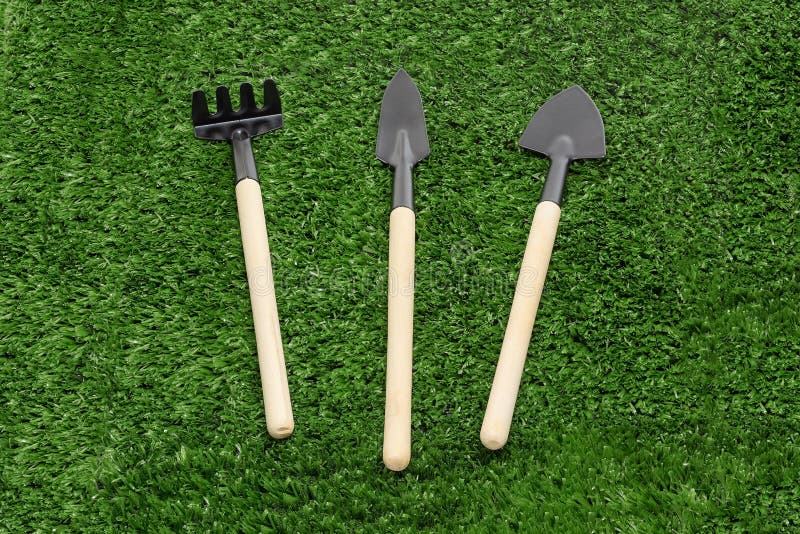 Set of Shovels and rake. stock photo. Image of shovel - 22220506