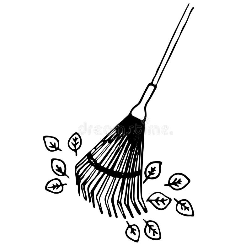 Rakes and Leaves. Vector Illustration on the Theme of Cleaning Autumn ...