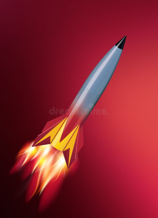 Raket med brand stock illustrationer Raket med brand stock illustrationer
