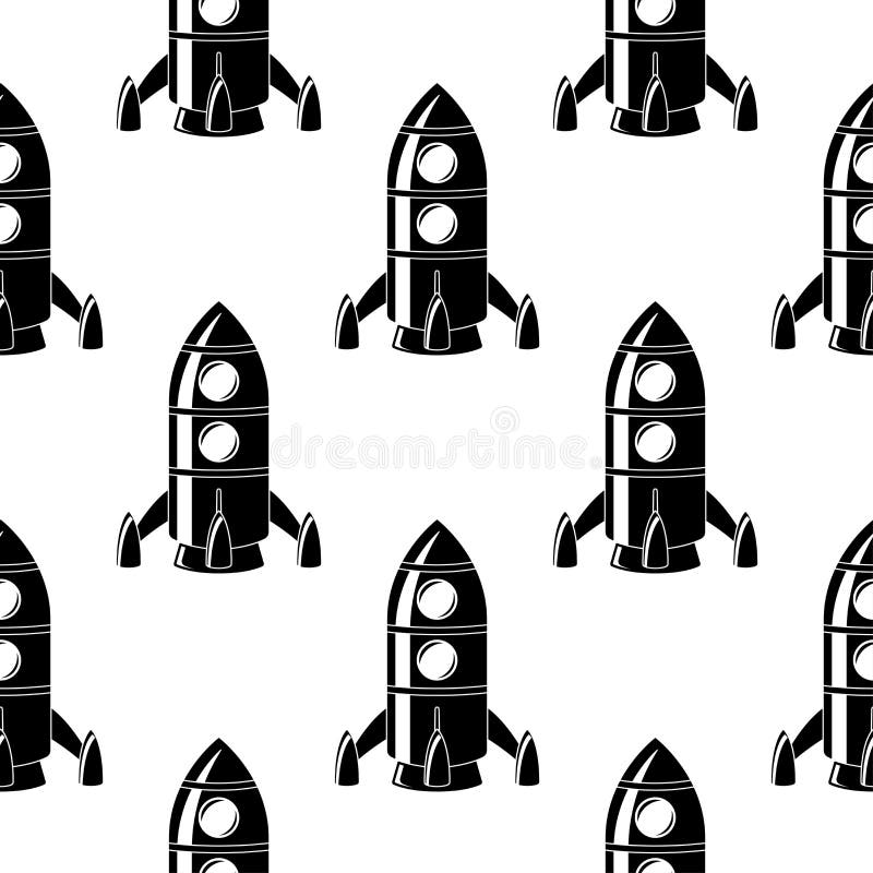 Rakete. nahtlose Muster der schwarzen Gekritzelzeichnung stock abbildung