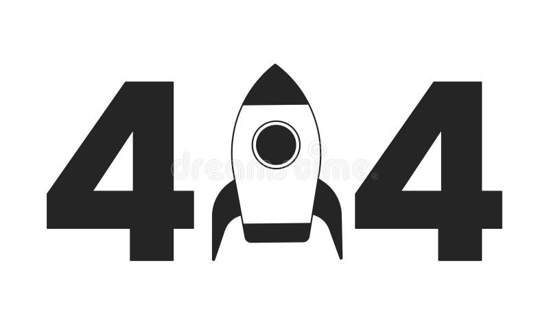 Raketenschwarz-weißer Fehler 404 Blitzmeldung vektor abbildung