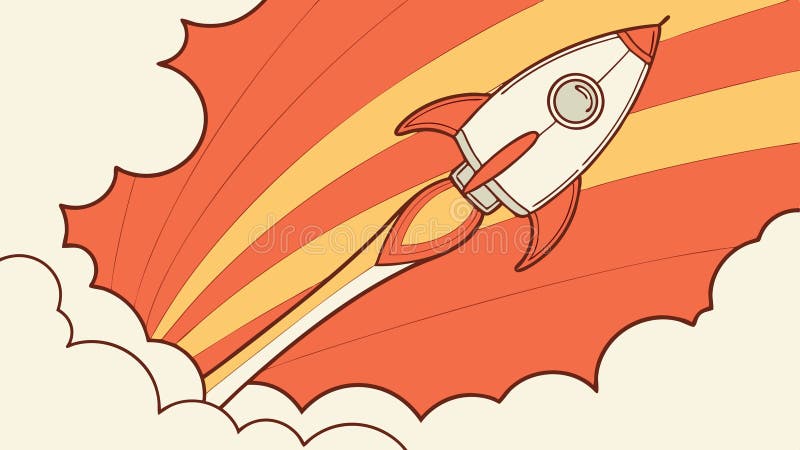 Raketskeppet lanseras i rymdsillustration av förloppsvektorns utformning Generativ AI stock illustrationer