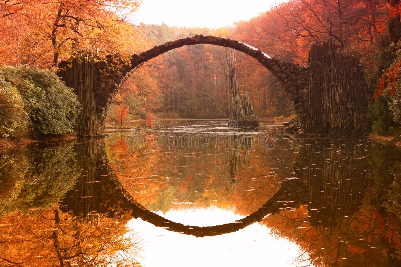 Rakotz bridge Rakotzbrucke, Devil`s Bridge in Kromlau, Saxony