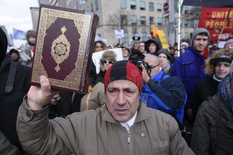Rally against Donald Trump`s Muslim ban in Toronto.