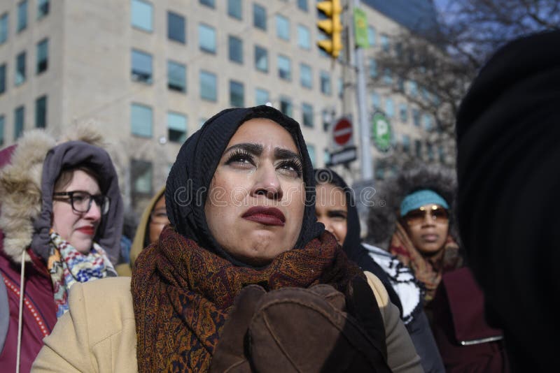 Rally against Donald Trump`s Muslim ban in Toronto.