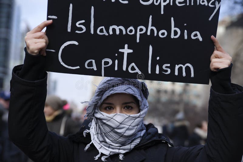 Rally against Donald Trump`s Muslim ban in Toronto.