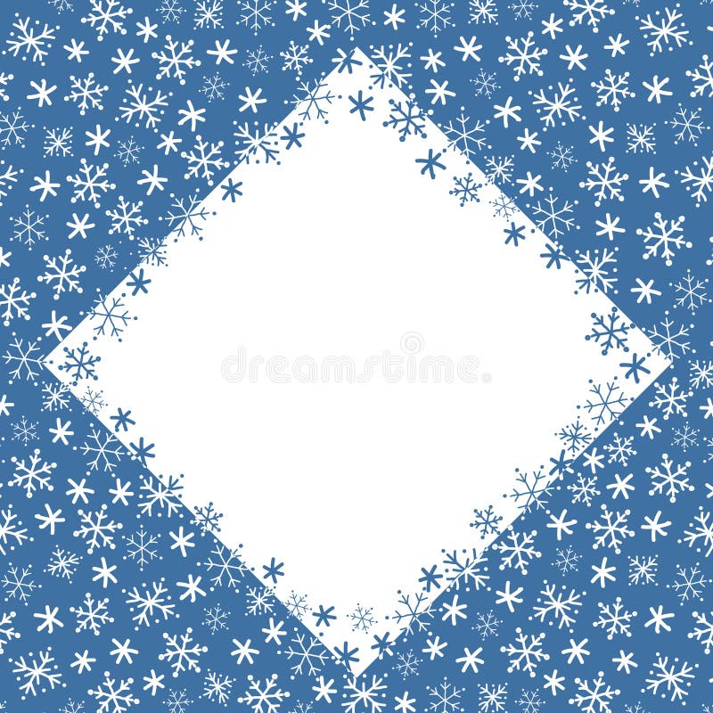 Ram för smuts-flake. Vackerlig vintersemesterbakgrund. Mall för julhälsningskort. Ledigt utrymme för din text. Vector royaltyfri illustrationer