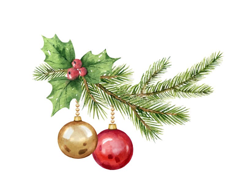 Rama De Acuarela Con Bolas De Navidad Y Ramas De Abeto. Ilustración del Vector - Ilustración de fondo, nuevo: 235320188 Rama De Acuarela Con Bolas De Navidad Y Ramas De Abeto. Ilustración del Vector - Ilustración de fondo, nuevo: 235320188