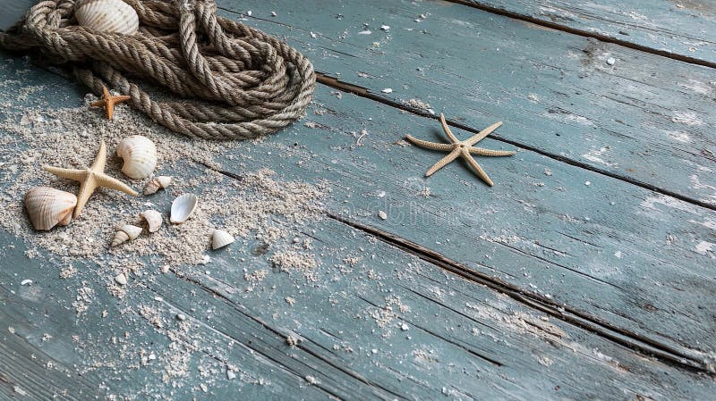 Rama piekła morskiego i liny na zachodnim niebieskim drewnianym tle. Rama ozdobna o tematyce Nauticalthemed wykonana z przypraw piaskowych i grubej liny ułożonej na rustycznej niebieskiej drewnianej powierzchni. Gwiazda umieszczona jest w prawym górnym rogu, poprawiając widoczność plaży i oceanu.. Obraz ten ma nadmorską ręcznie robioną estetykę idealną do tematów letnich zaproszenia Marynarka reklama podróży lub promocja wakacji plażowych. Skład zapewnia również ujemną przestrzeń w środku, idealną do umieszczania tekstu.. generowane przez algorytmy sztuczne